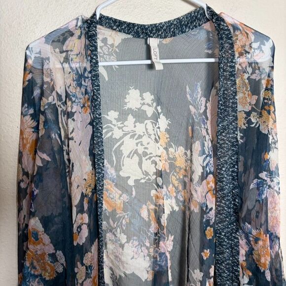 Loft Sweater Women's One Size Kimono Cardigan Sheer Floral Summer Coverup - Picture 3 of 7